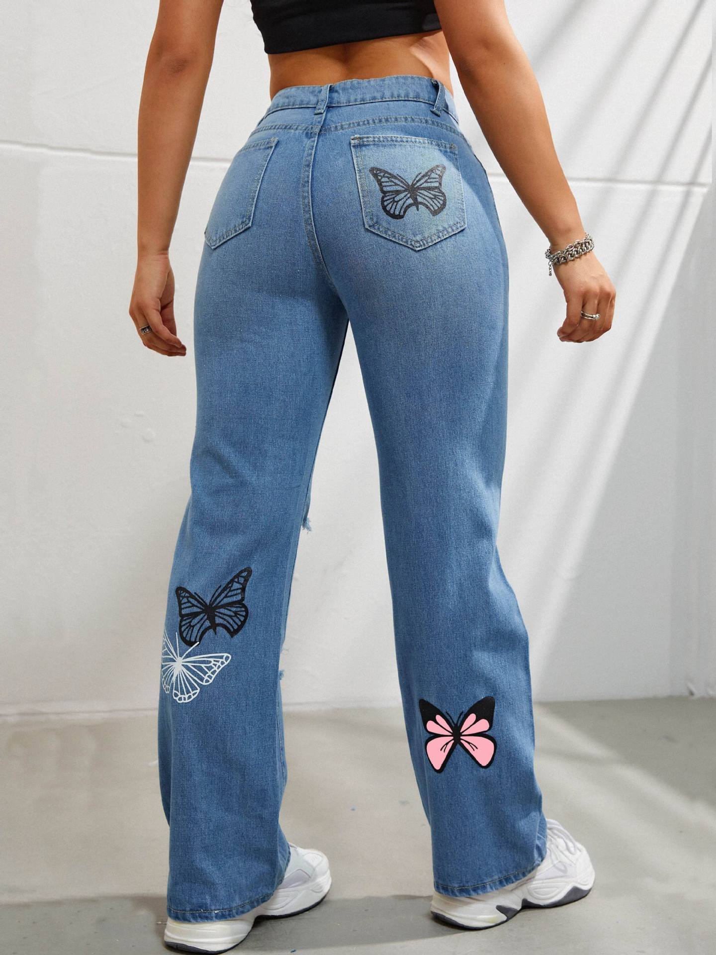 Butterfly Bliss High-Waist Jeans