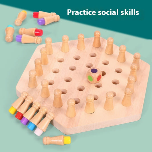 Wooden Memory Chess Desktop Game