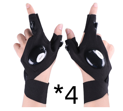 Guantes de medio dedo con linterna LED para exteriores