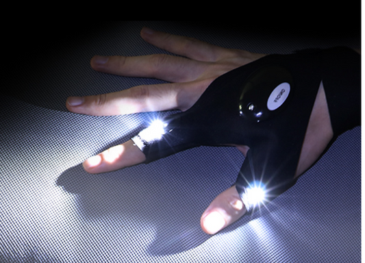 Guantes de medio dedo con linterna LED para exteriores