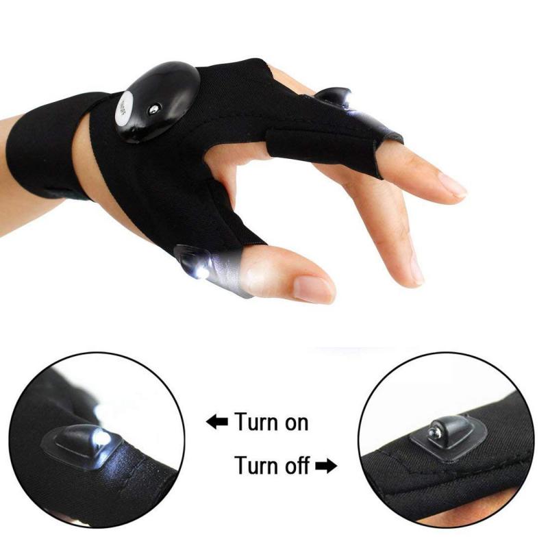 Guantes de medio dedo con linterna LED para exteriores