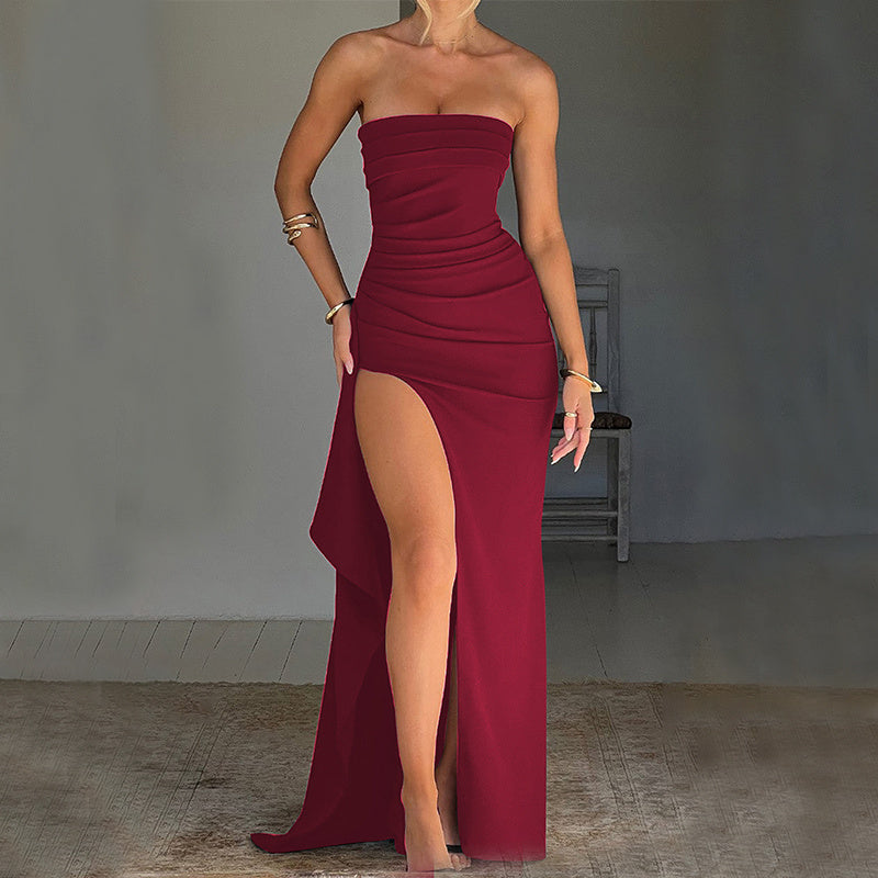 GlamGlide Strapless Split Dress™