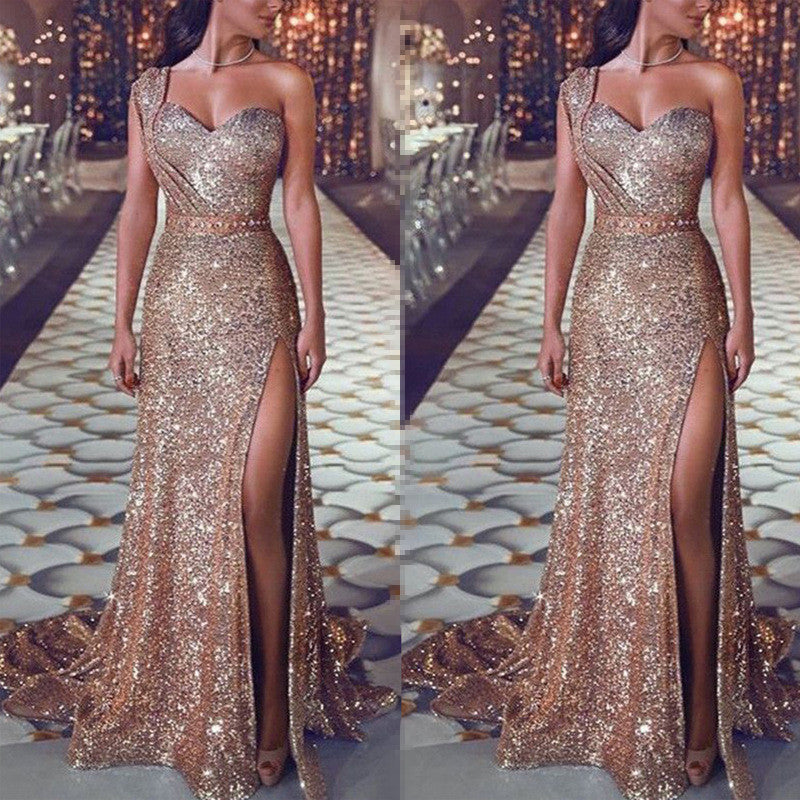 Gilded Glam One-Shoulder Dress™