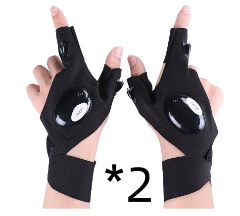 Guantes de medio dedo con linterna LED para exteriores