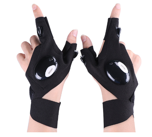 Guantes de medio dedo con linterna LED para exteriores