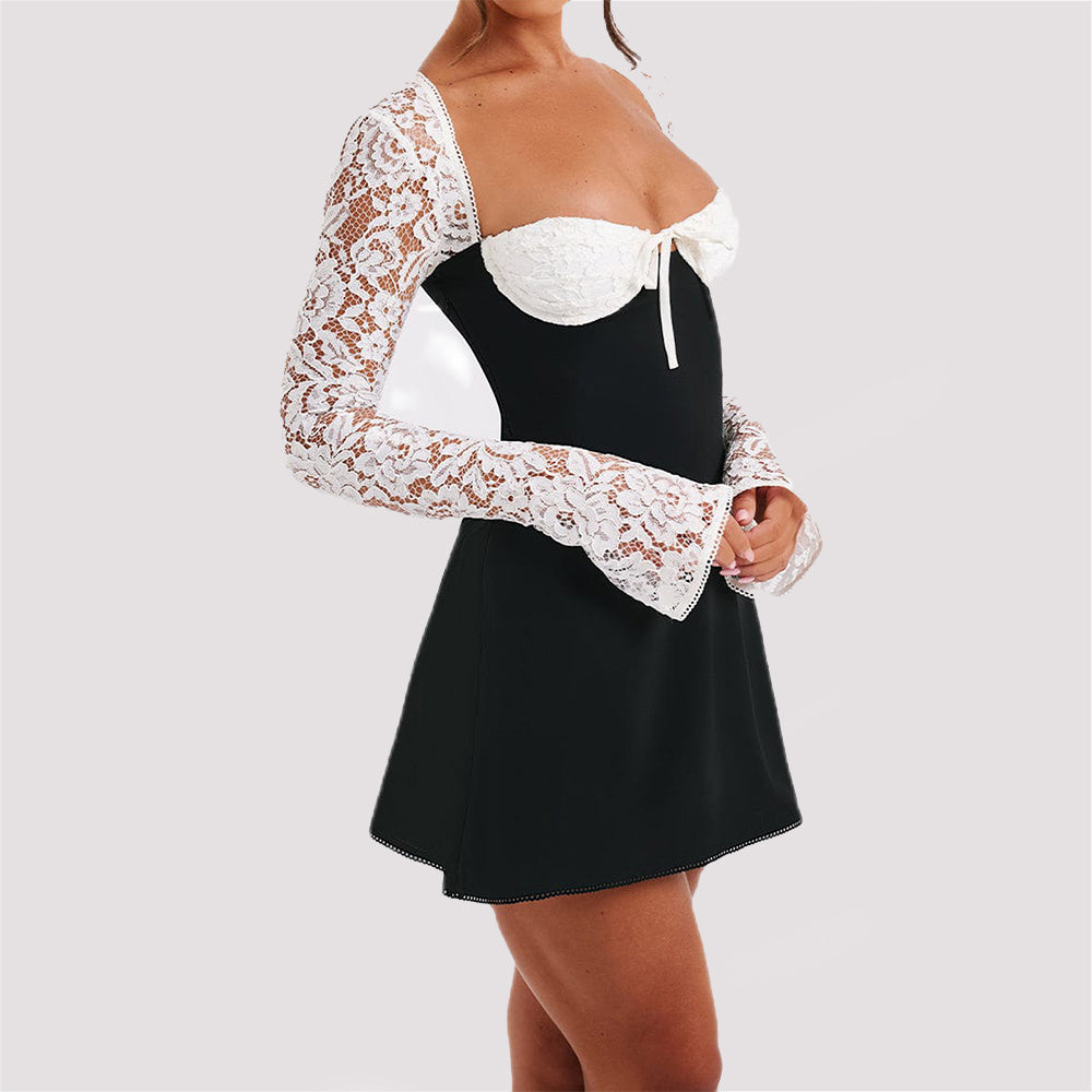 Chic Corset Lace Long Sleeve Dress™