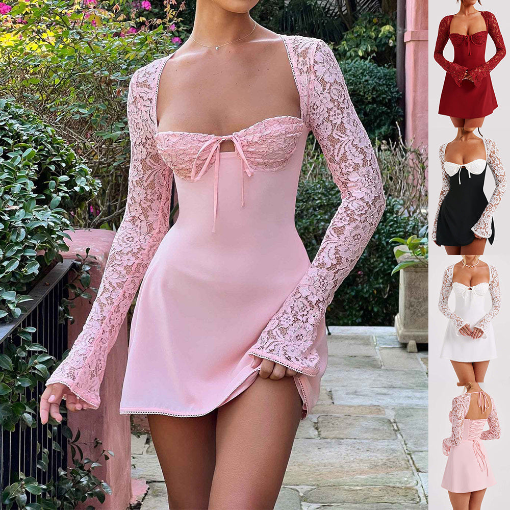 Chic Corset Lace Long Sleeve Dress™