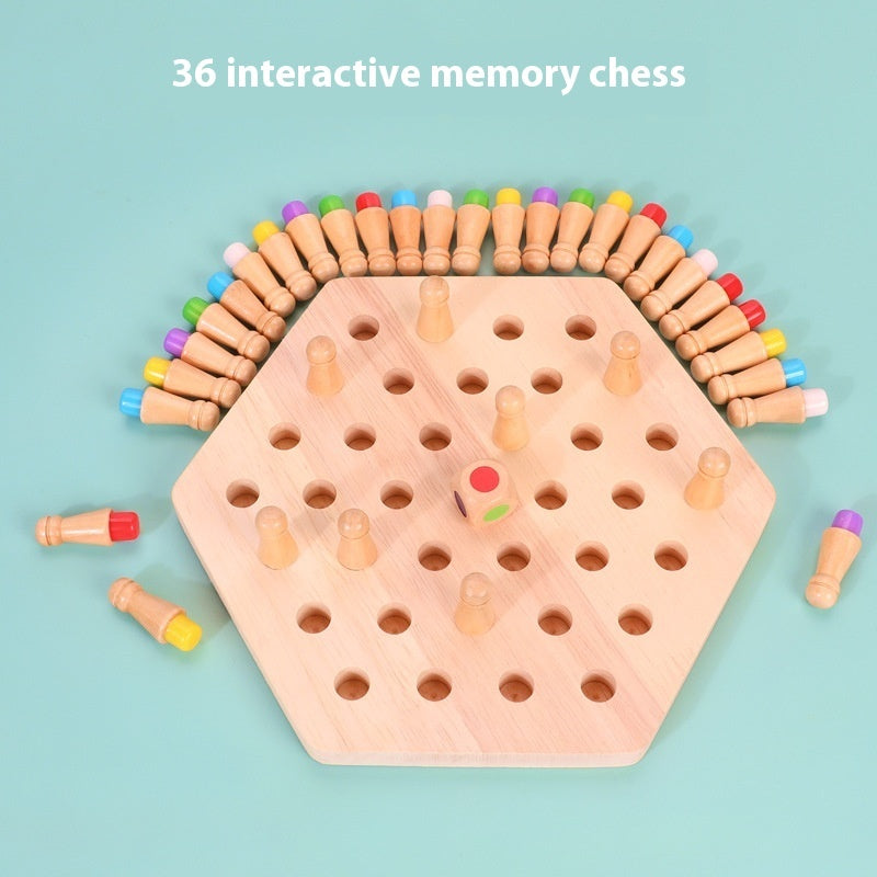 Wooden Memory Chess Desktop Game