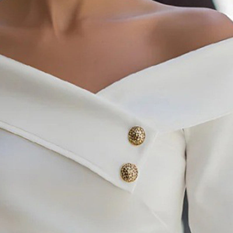 Women's Off Shoulder Y2K Top, Long Sleeve Slim Fit Asymmetrical Shirt