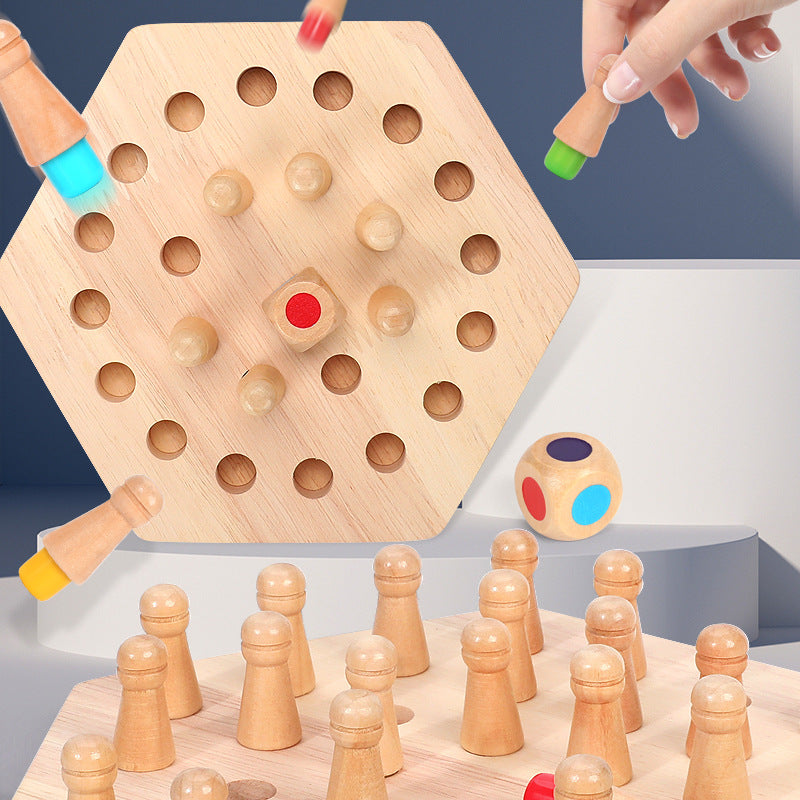 Wooden Memory Chess Desktop Game