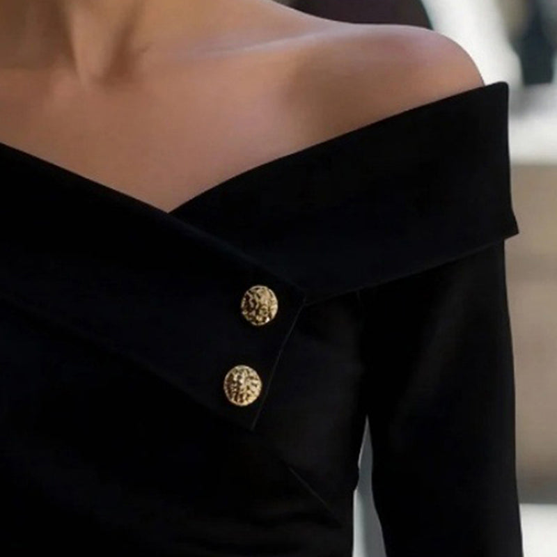 Women's Off Shoulder Y2K Top, Long Sleeve Slim Fit Asymmetrical Shirt