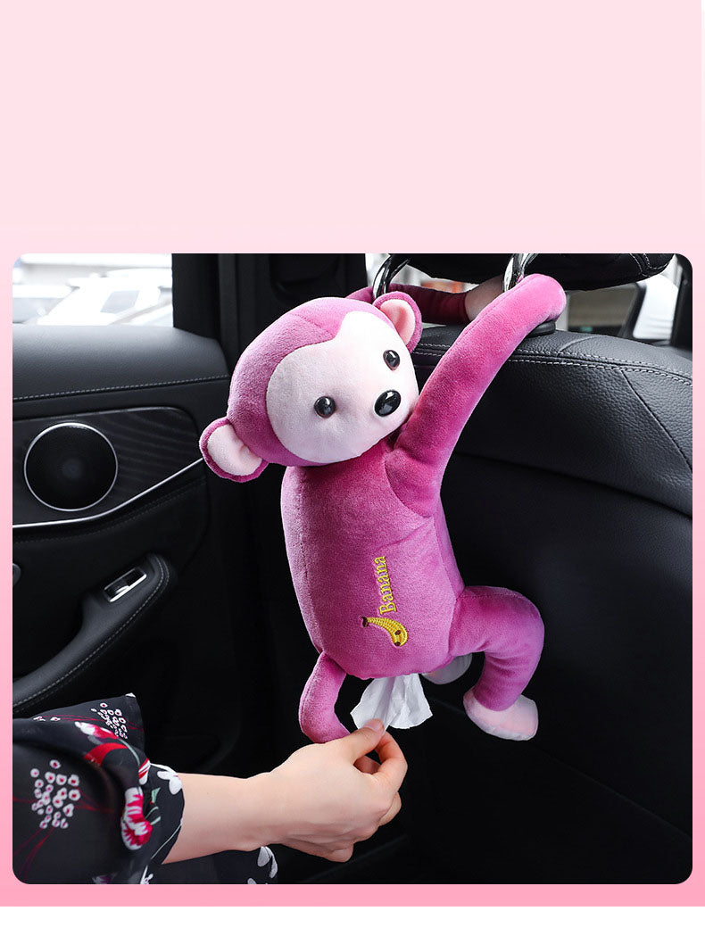 Cute Cartoon Monkey Home Office Car Hanging Servilleta de papel Caja de pañuelos