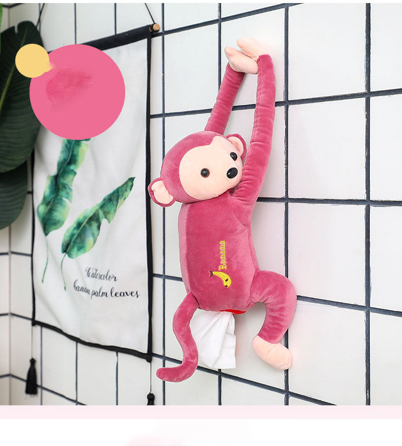 Cute Cartoon Monkey Home Office Car Hanging Servilleta de papel Caja de pañuelos