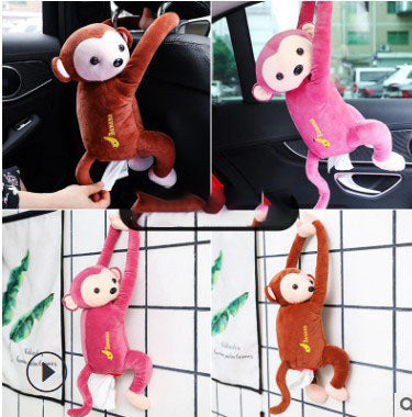 Cute Cartoon Monkey Home Office Car Hanging Servilleta de papel Caja de pañuelos